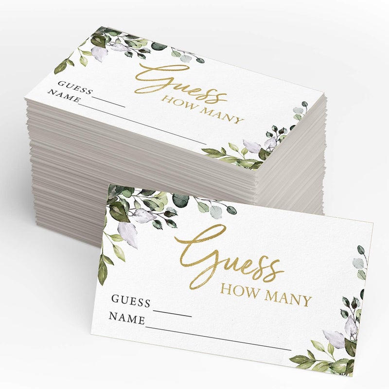 Printed Party Candy Guessing Game, Guess How Many, Greenery, 50 Cards and Sign - Image 2